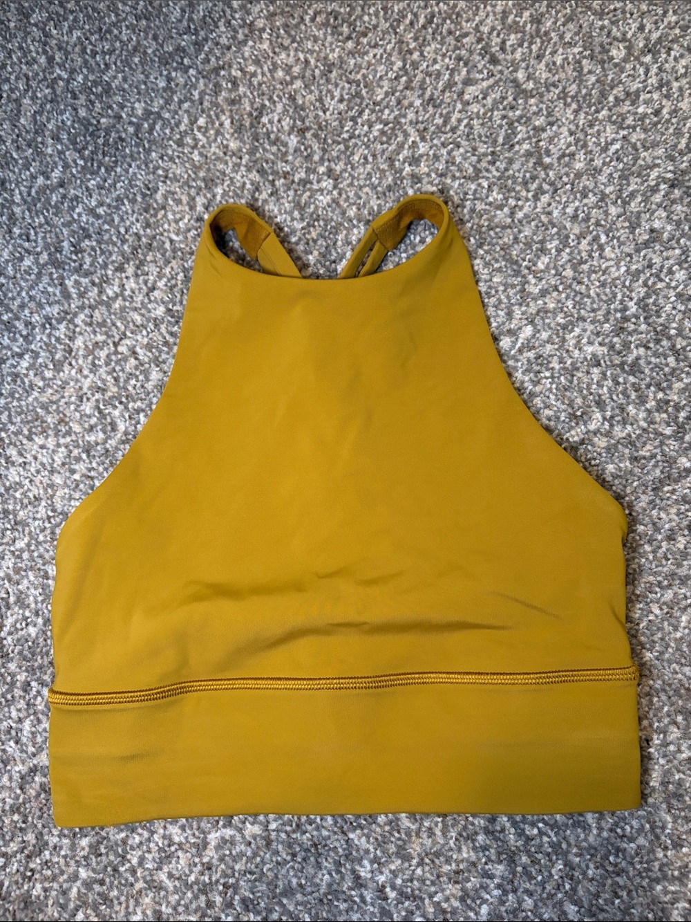 Lululemon Energy Bra High-Neck Longline Size 4 Gold Spice Mustard Yellow